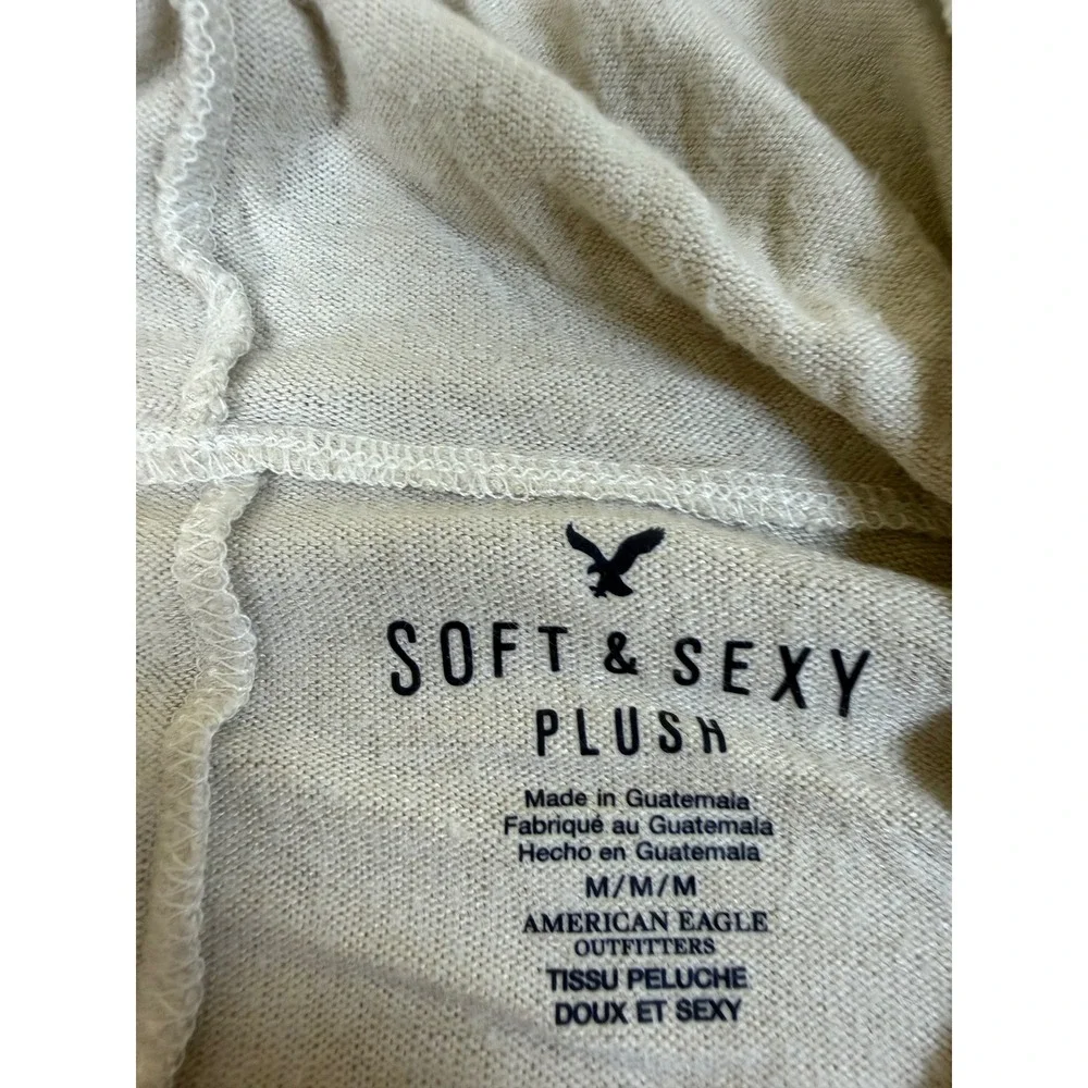 AMERICAN‎ EAGLE Cardigan Womens Medium Beige Soft & Sexy Hooded Open Front
